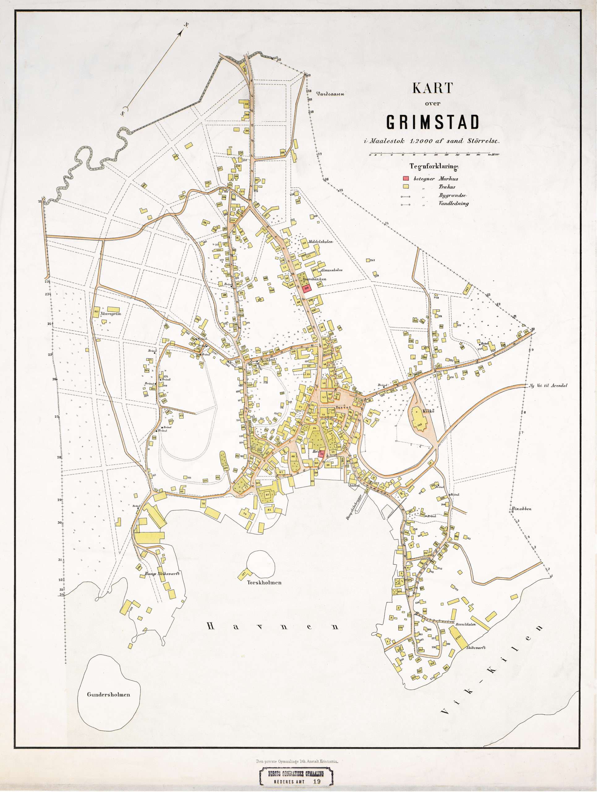 Originalt kart over Grimstad.
